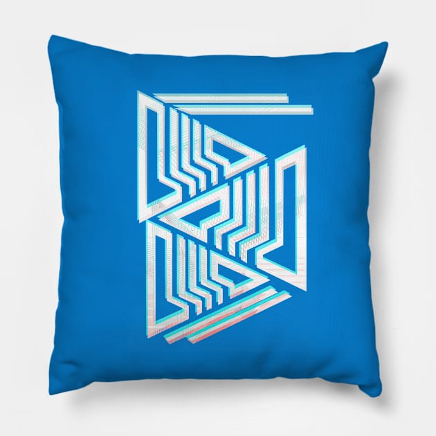 Geometric triangle popart blue Pillow by carolsalazar