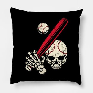 Baseball Skull Bat and Ball Pillow