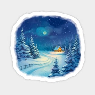 Winter landscape cartoon Magnet