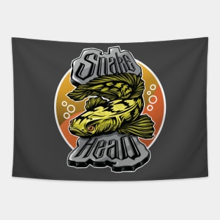 Snake head fish with circle background Tapestry