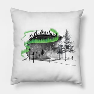 Reindeer sleeping under Northern lights Pillow