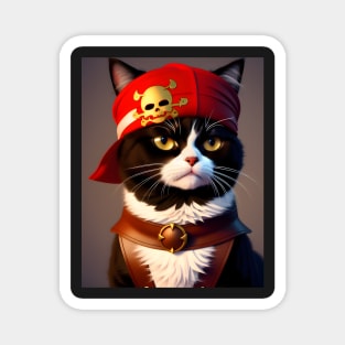 Pirate Cat- Modern Digital Art Magnet