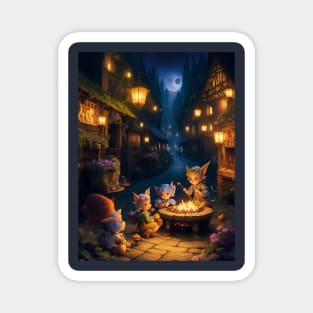 Cozy Medieval Cute Fairy Village Magnet