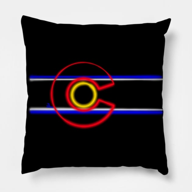 Colorado Neon State Flag Pillow by That5280Lady