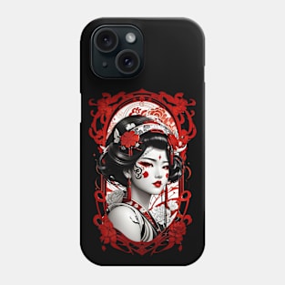 Japanese geisha retro vintage Asian Oriental floral art Phone Case