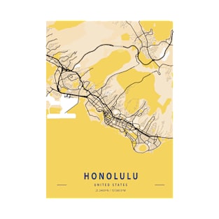 Honolulu - United States Yellow City Map T-Shirt