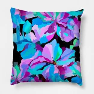 Artdeco Popies in Aqua Blue and Fuschia Pillow