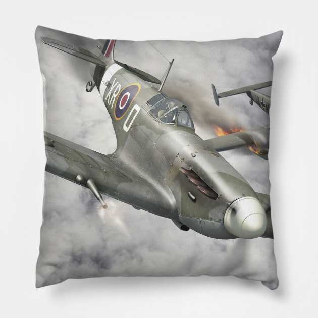 RAF Spitfire vs Bf110 Pillow by Aircraft.Lover