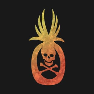 Tropical Pirate Pineapple Halloween Skull and Crossbones Yellow Orange T-Shirt