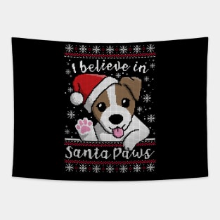 Believe in santa paws ugly christmas sweater Tapestry