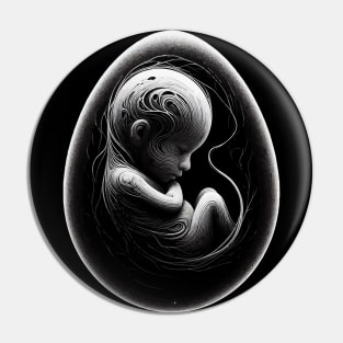 Monochromatic Black And White Embryo Outline Pin