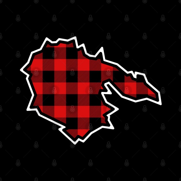 Hornby Island Silhouette in Plaid - Red and Black Pattern - Hornby Island by Bleeding Red Paint