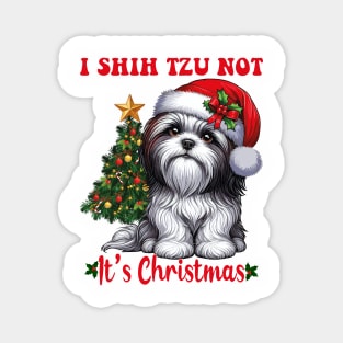 Shih Tzu  Lover Christmas Tree Santa Hat Xmas Magnet