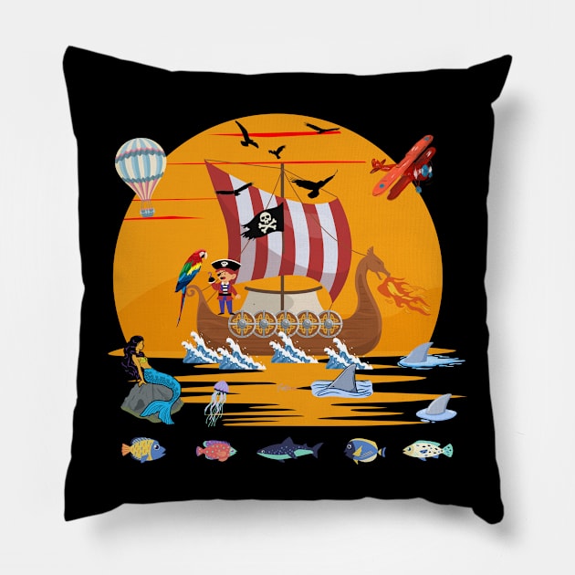 Pirate Viking style Pillow by Funtomass