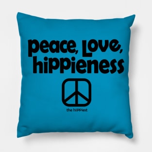 Peace, Love, Hippieness (Black Ink) Pillow