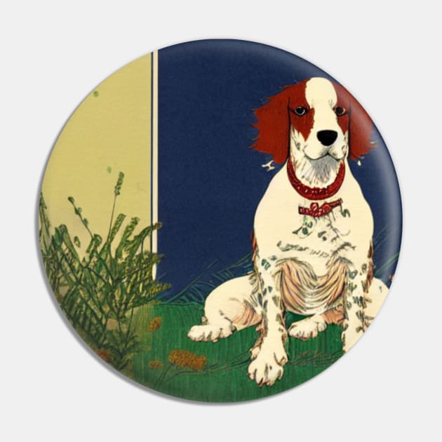 Welsh Springer Spaniel Dog in Nature Pin by Mochabonk