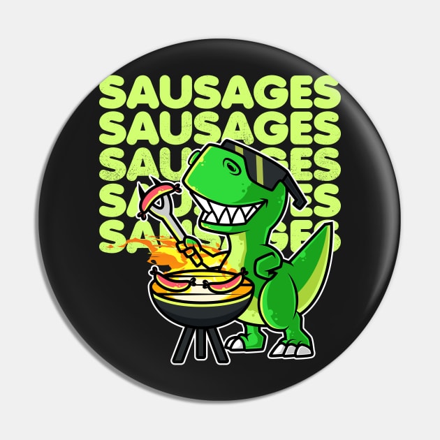 Cool Dinosaur Tyrannosaurus Cooking Sausages Barbecue BBQ design Pin by theodoros20