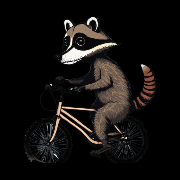 Racoon on a bike by D's Tee's