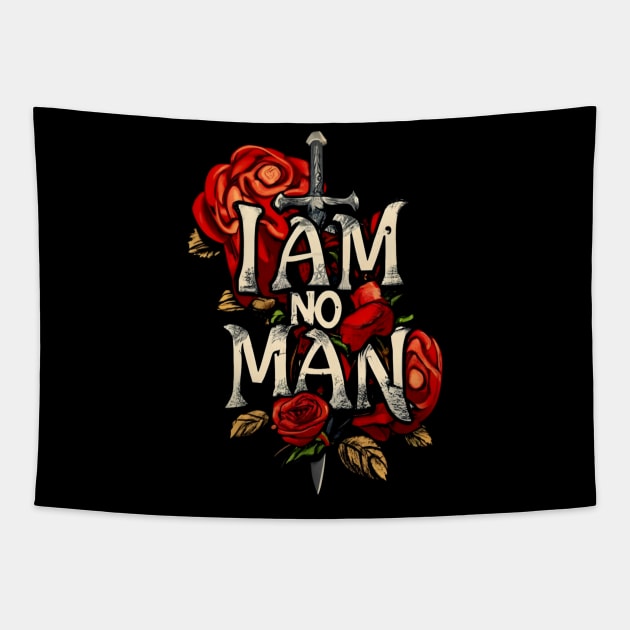 I am no man - Sword and Roses - Black - Fantasy Tapestry by Fenay-Designs