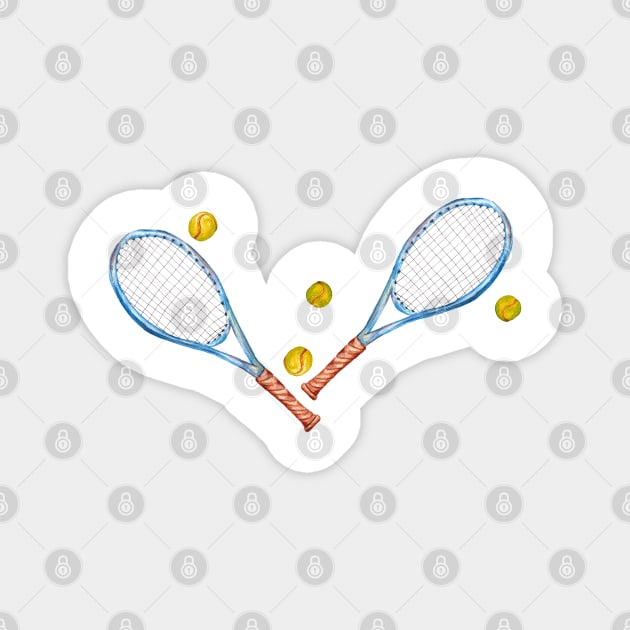 Tennis rackets with tennis balls_3 Magnet by lisenok