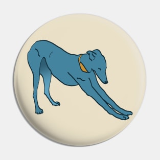 Stretching blue lurcher dog Pin