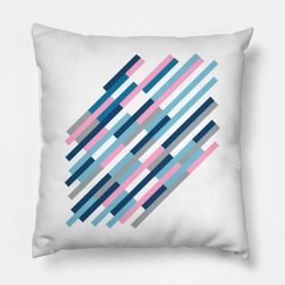 Bricks Rotate 45 Blue and Pink Pillow