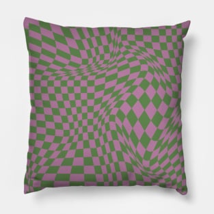 Checkerboard Pattern - Green Purple Pillow