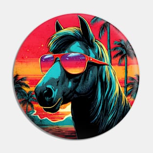 Retro Wave Andalusia Horse Good Vibes Pin