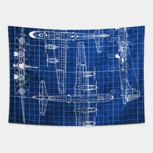 Boeing B29 Superfortress Blueprint vintage look Tapestry