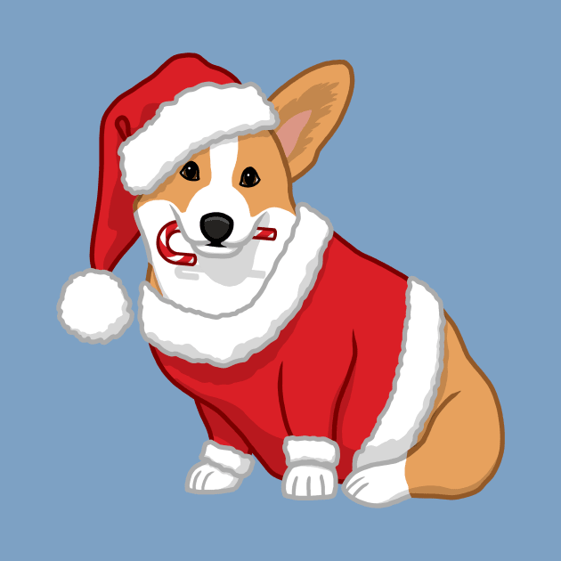 Cute Tan Corgi in Santa Christmas Costume by csforest