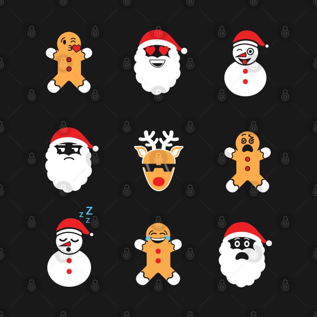 Funny Christmas. Snowmen, Cookie, Santa Emoji. by KsuAnn