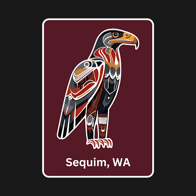 Sequim Washington Native American Indian American Red Background Eagle Hawk Haida by twizzler3b