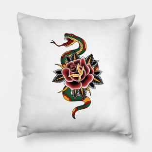 Traditional snake and rose Pillow