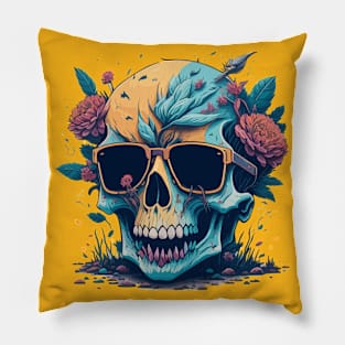 Pastel Flower Skull Pillow