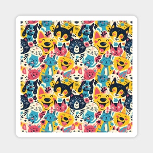 Eclectic Happy Pets and Nature Pattern Magnet