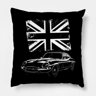 Jaguar E-Type - british flag Pillow