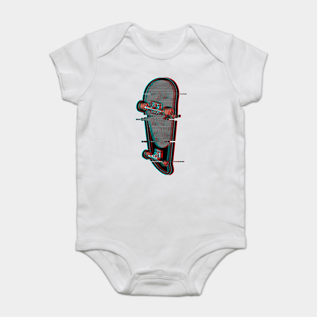 Glitched Skateboard Glitch Aesthetic Design Skateboarding Onesie Teepublic