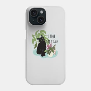 I Love Black Cats Phone Case