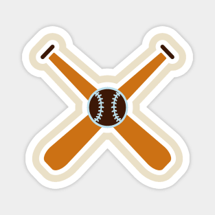 Baseballs with Sticks in cross sign sticker design vector logo. Sport object icon concept. Baseball sport logo icon. Magnet