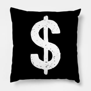 Dollar Sign Doodle White Pillow