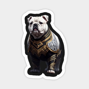 Bold Bulldog in Black and Gold Armor Magnet