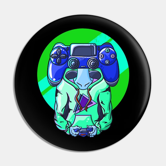 Gamer head Blue Pin by nataliesnow24