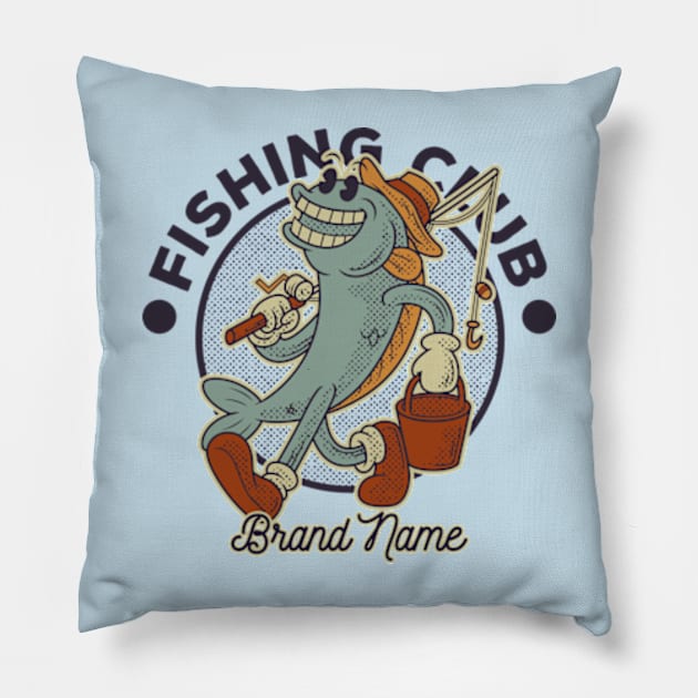 fishing club Pillow by myvintagespace