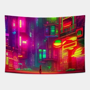 Japan Neon City Lights Tapestry