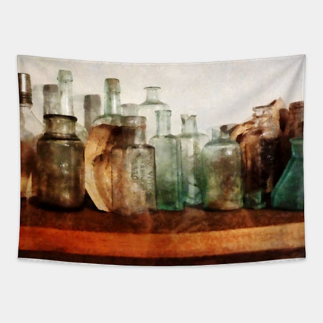 Row Of Medicine Bottles Tapestry by SusanSavad