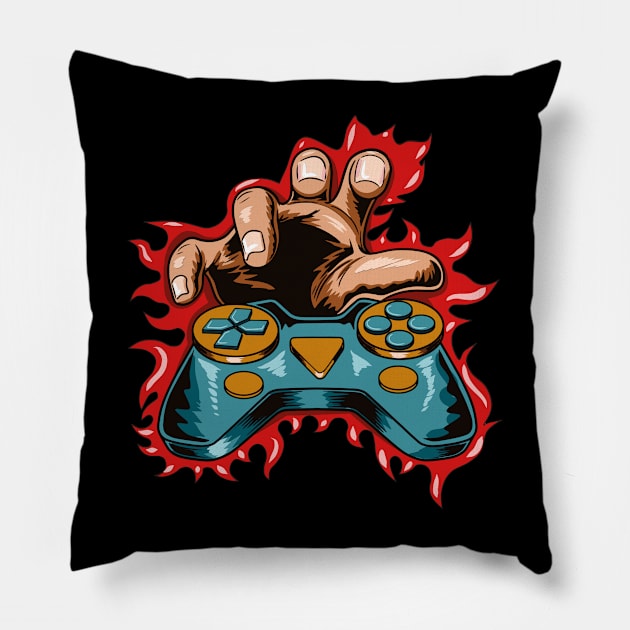 Funny Gamer Video Games Controller Player design Pillow by Luxara