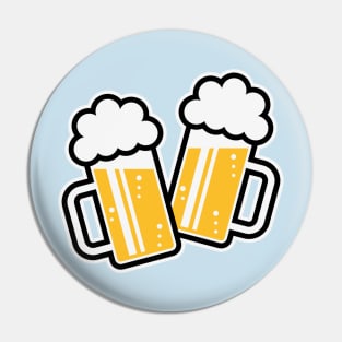 2 Clinking Beer Glasses For A Cheer! Pin