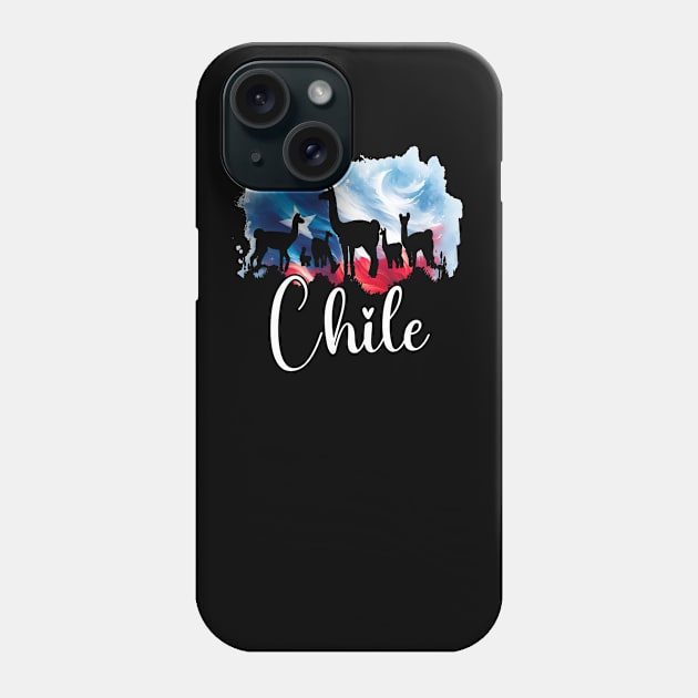 Chilean Flag and Torres Del Paine Wildlife Silhouette Watercolor Phone Case by Sambastyles