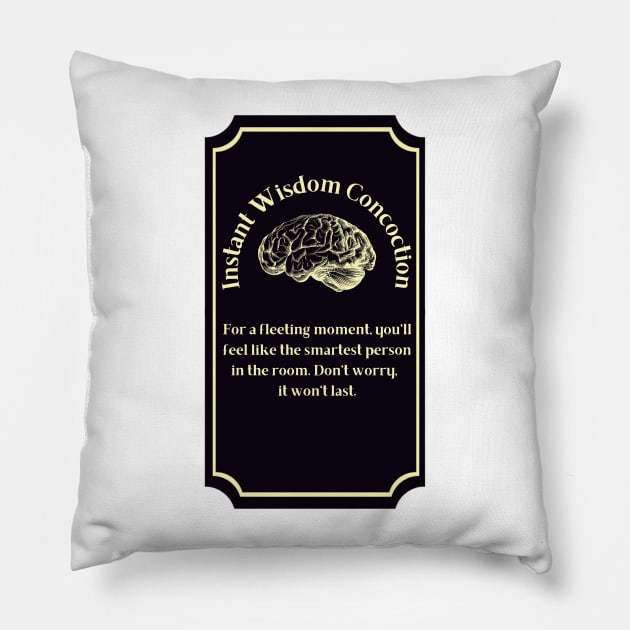 Potion Label: Instant Wisdom Concoction, Halloween Pillow by Project Charlie