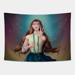 Girl with water zodiac sign powers Tapestry